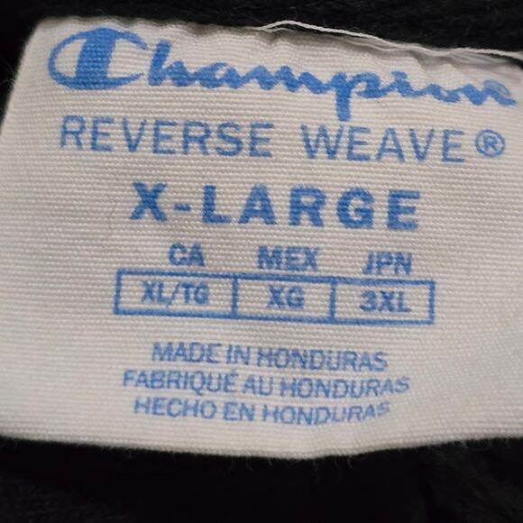 Champion Hoodie Black Pullover Sweatshirt Logo Embroidered Comfy REVERSE WEAVE - Picture 6 of 6
